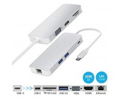 Adapteri: FAST ASIA Adapter-konvertor TIP C na VGA+HDMI+SD/MICRO SD+RJ 45+2xUSB3.0+TIP C